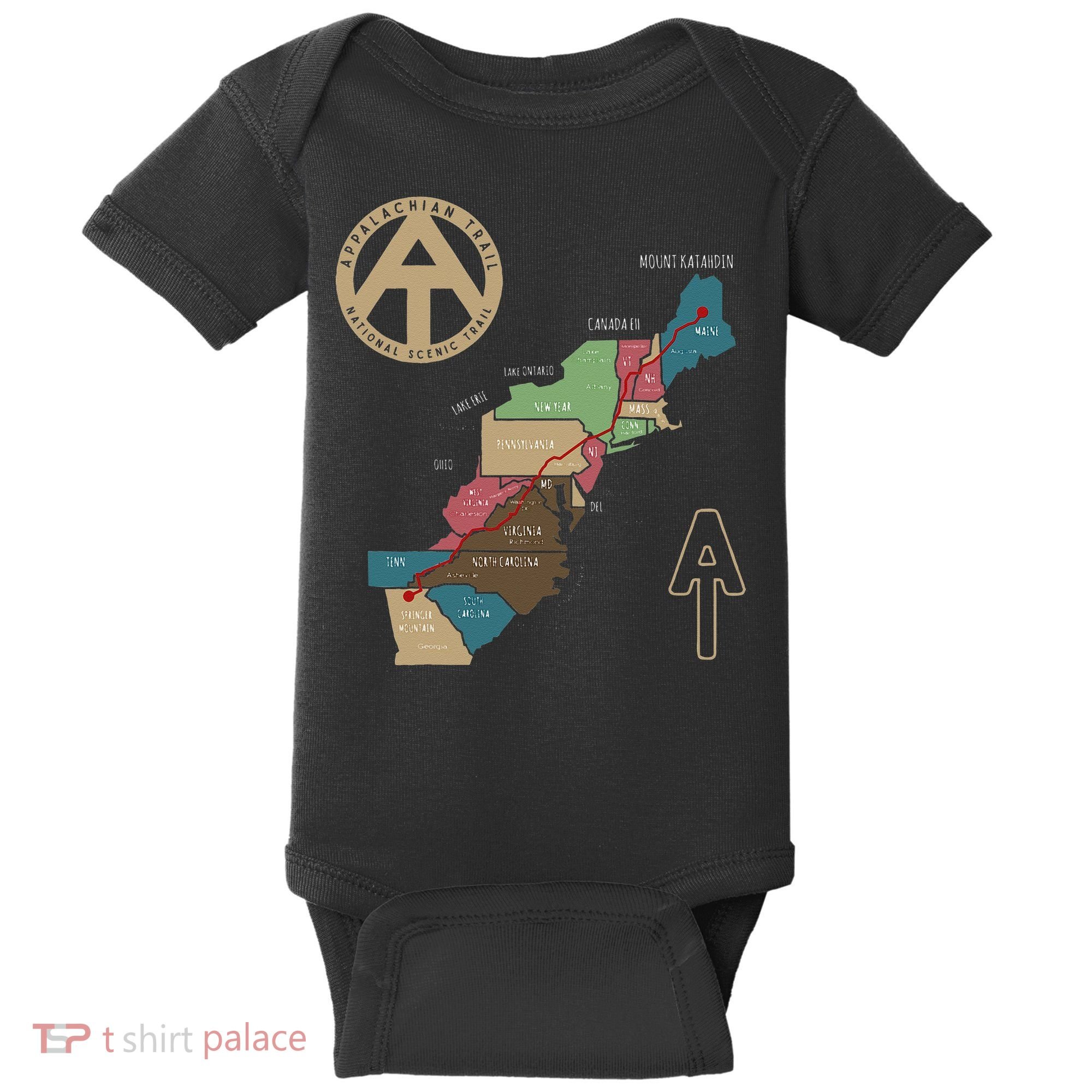 Appalachian Trail Hiking Map Baby Bodysuit
