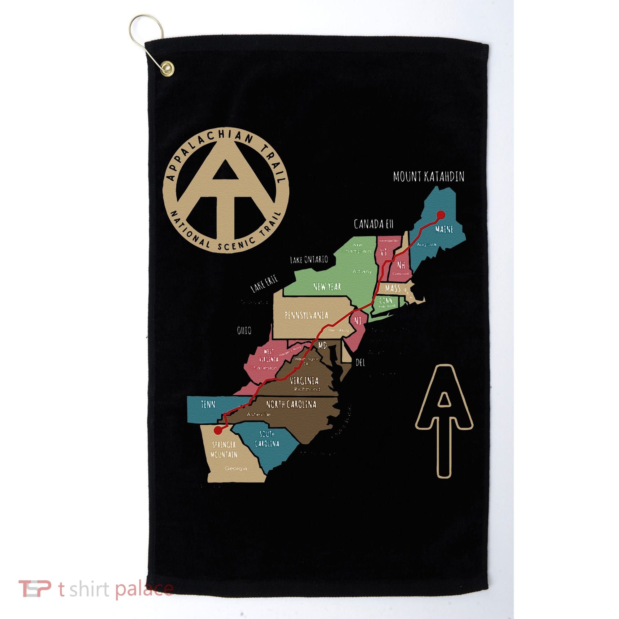Appalachian Trail Hiking Map Golf Towel