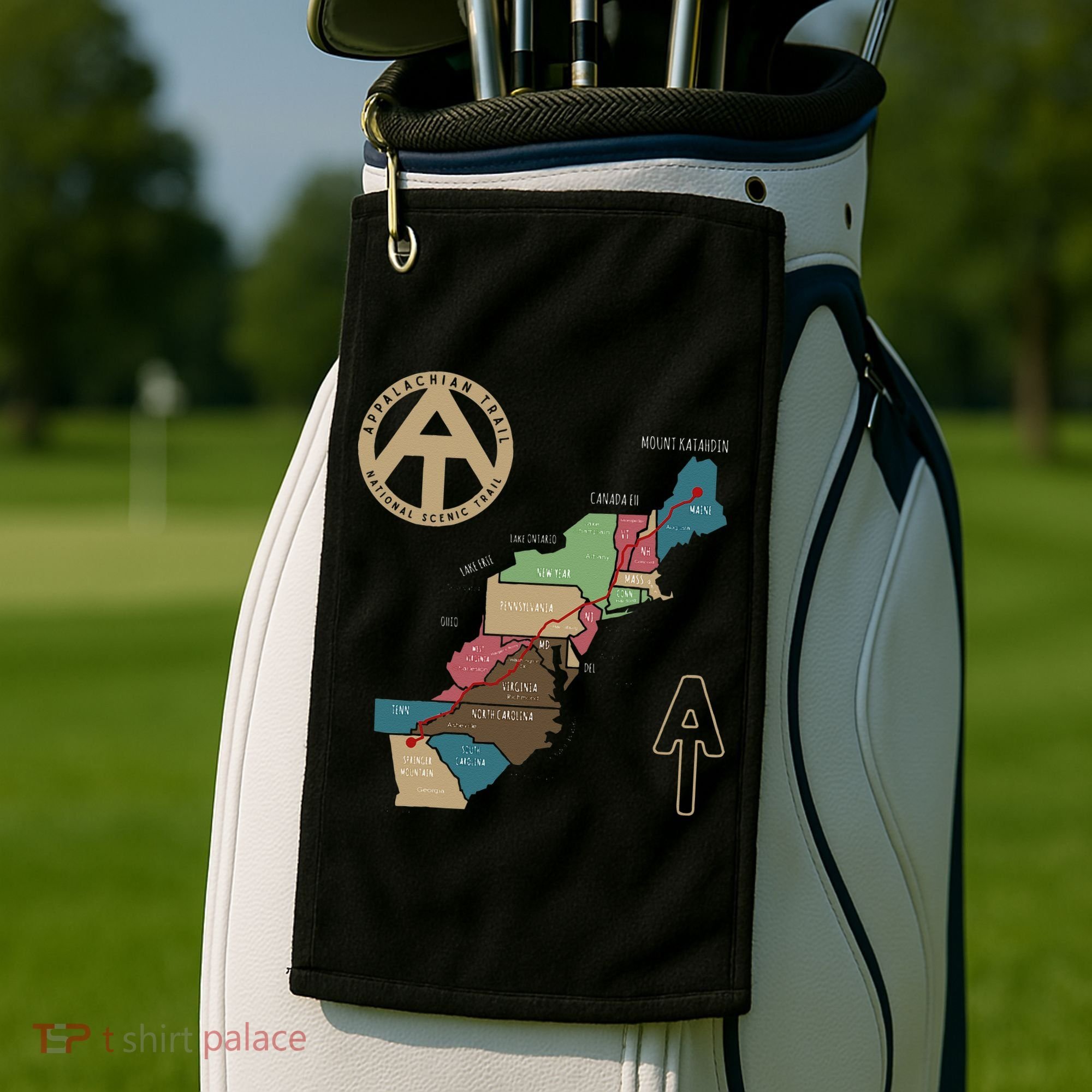 Appalachian Trail Hiking Map Golf Towel