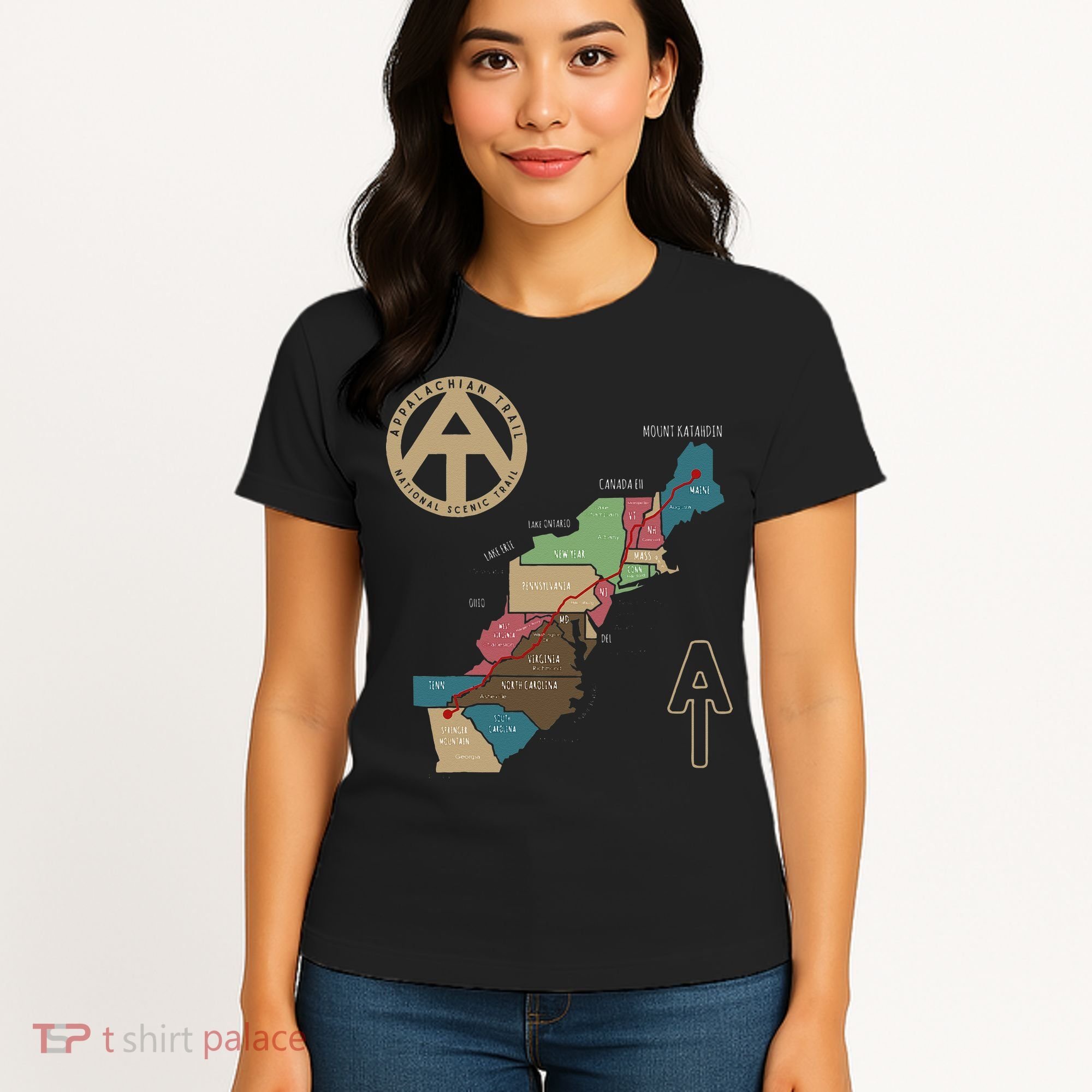 Appalachian Trail Hiking Map Women's T-Shirt