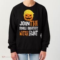 Anti Trump Halloween Pumpkin Join Single Greatest Witch Hunt Women's Sweatshirt thumb 0