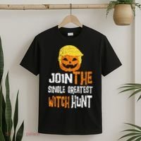 Anti Trump Halloween Pumpkin Join Single Greatest Witch Hunt T-Shirt thumb 2