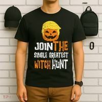Anti Trump Halloween Pumpkin Join Single Greatest Witch Hunt T-Shirt thumb 6