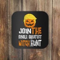 Anti Trump Halloween Pumpkin Join Single Greatest Witch Hunt Coaster thumb 0