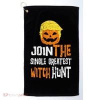 Anti Trump Halloween Pumpkin Join Single Greatest Witch Hunt Golf Towel thumb 0