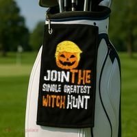 Anti Trump Halloween Pumpkin Join Single Greatest Witch Hunt Golf Towel thumb 2