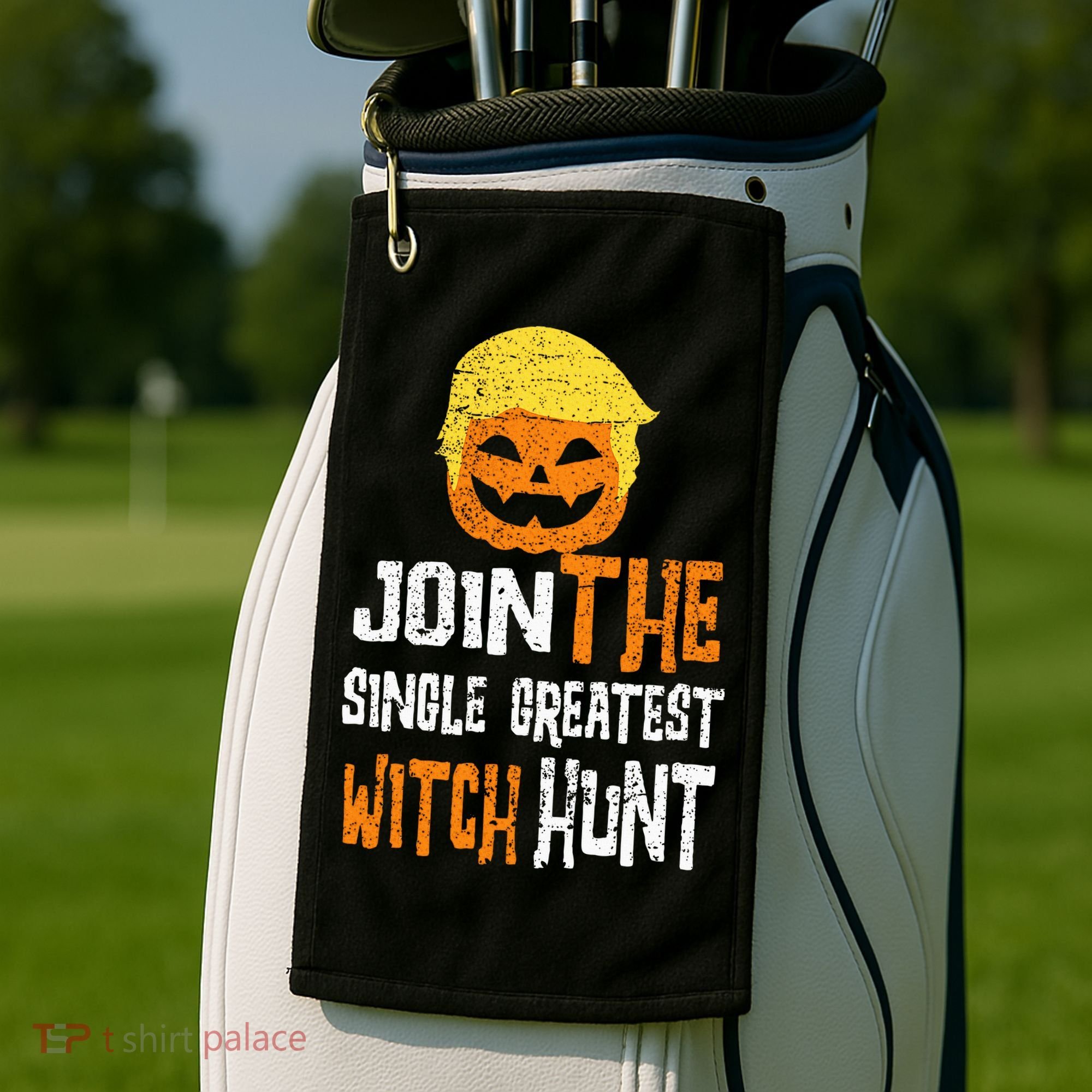 Anti Trump Halloween Pumpkin Join Single Greatest Witch Hunt Golf Towel