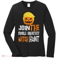 Anti Trump Halloween Pumpkin Join Single Greatest Witch Hunt Women's Long Sleeve Shirt thumb 0