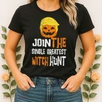 Anti Trump Halloween Pumpkin Join Single Greatest Witch Hunt Women's T-Shirt thumb 2