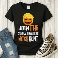 Anti Trump Halloween Pumpkin Join Single Greatest Witch Hunt Women's T-Shirt thumb 3