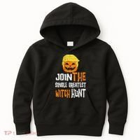 Anti Trump Halloween Pumpkin Join Single Greatest Witch Hunt Kids Hoodie thumb 0