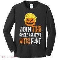 Anti Trump Halloween Pumpkin Join Single Greatest Witch Hunt Kids Long Sleeve Shirt thumb 0