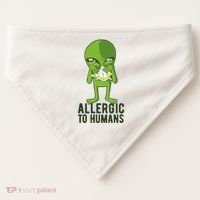 Allergic To Humans Funny Alien USA-Made Doggie Bandana thumb 0