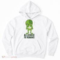 Allergic To Humans Funny Alien Hoodie thumb 0