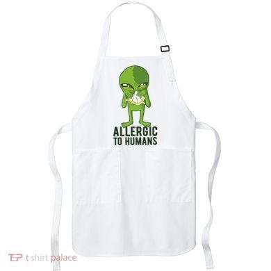 Allergic To Humans Funny Alien Apron
