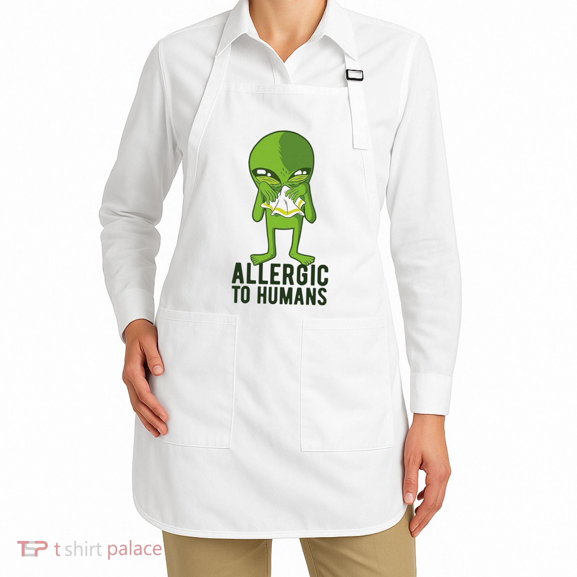 Allergic To Humans Funny Alien Apron