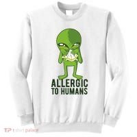 Allergic To Humans Funny Alien Sweatshirt thumb 0