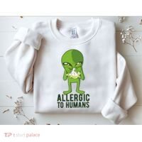 Allergic To Humans Funny Alien Sweatshirt thumb 2