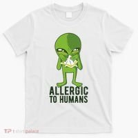 Allergic To Humans Funny Alien T-Shirt thumb 0