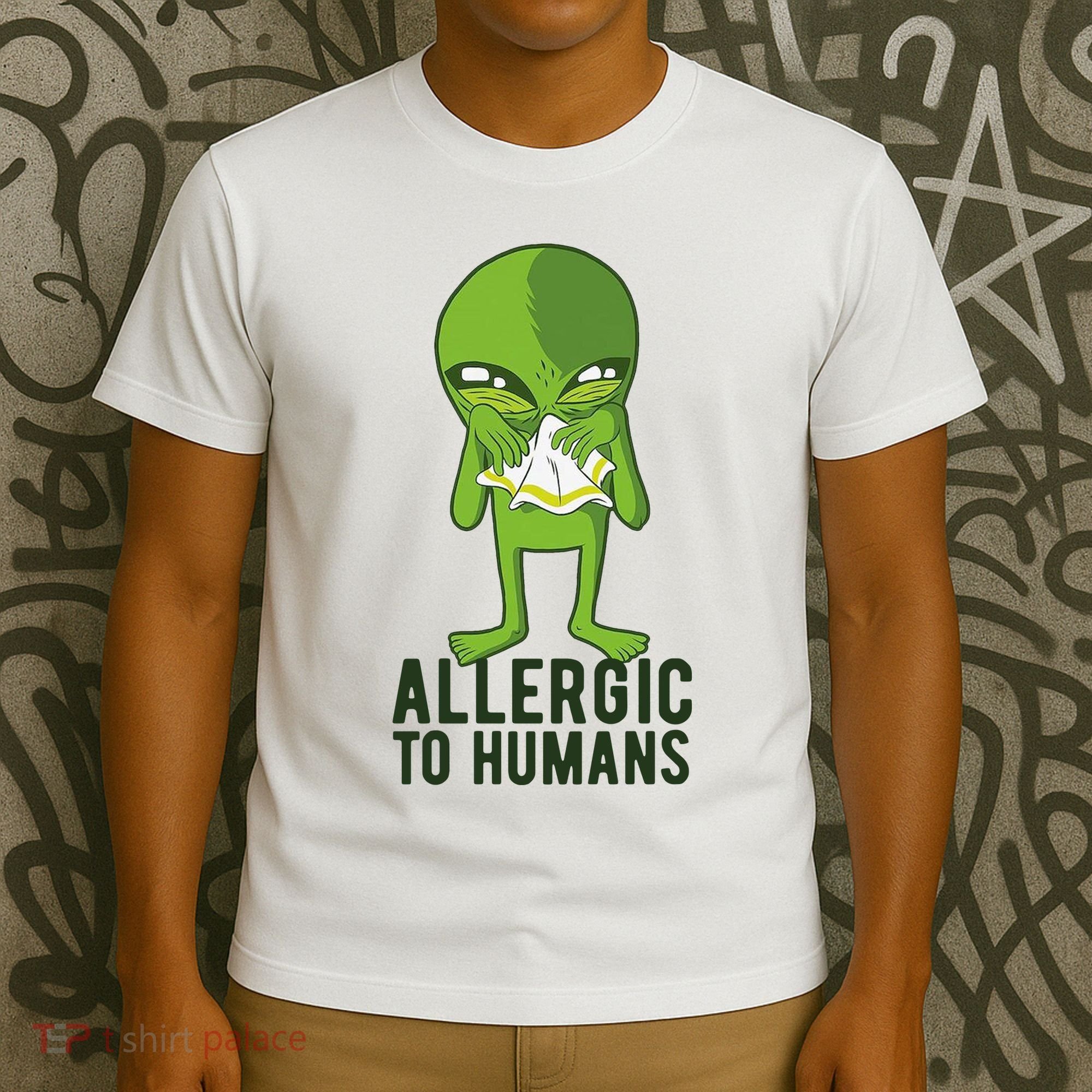Allergic To Humans Funny Alien T-Shirt
