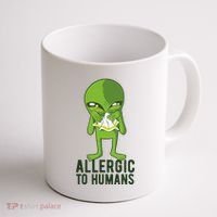 Allergic To Humans Funny Alien Coffee Mug thumb 1