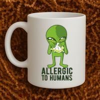 Allergic To Humans Funny Alien Coffee Mug thumb 2