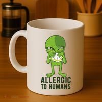 Allergic To Humans Funny Alien Coffee Mug thumb 4
