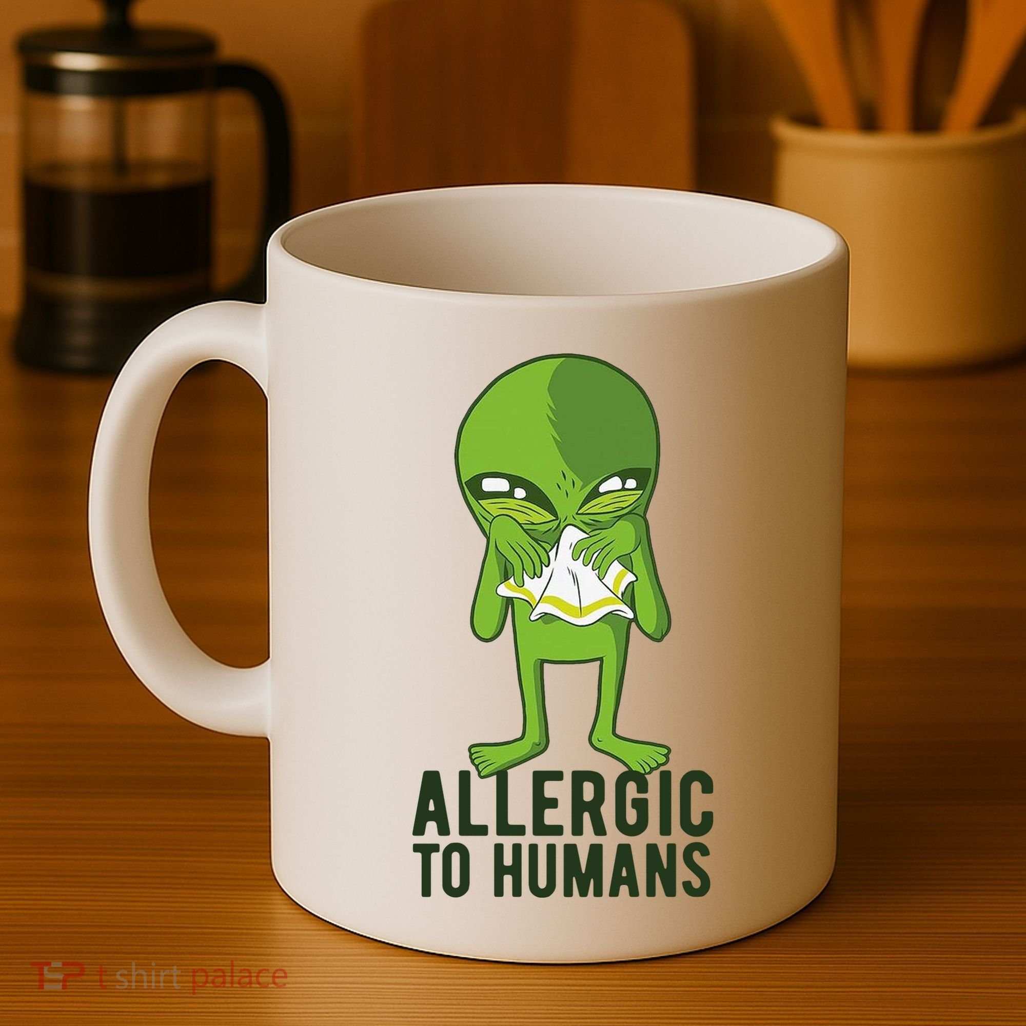 Allergic To Humans Funny Alien Coffee Mug