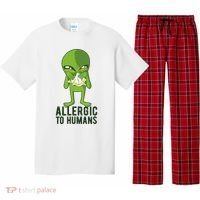 Allergic To Humans Funny Alien Pajama Set thumb 0