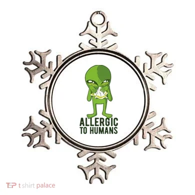 Allergic To Humans Funny Alien Ornament