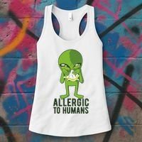 Allergic To Humans Funny Alien Women's Tank Top thumb 3