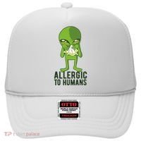 Allergic To Humans Funny Alien Hat thumb 0
