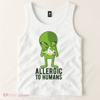Allergic To Humans Funny Alien Tank Top thumb 2