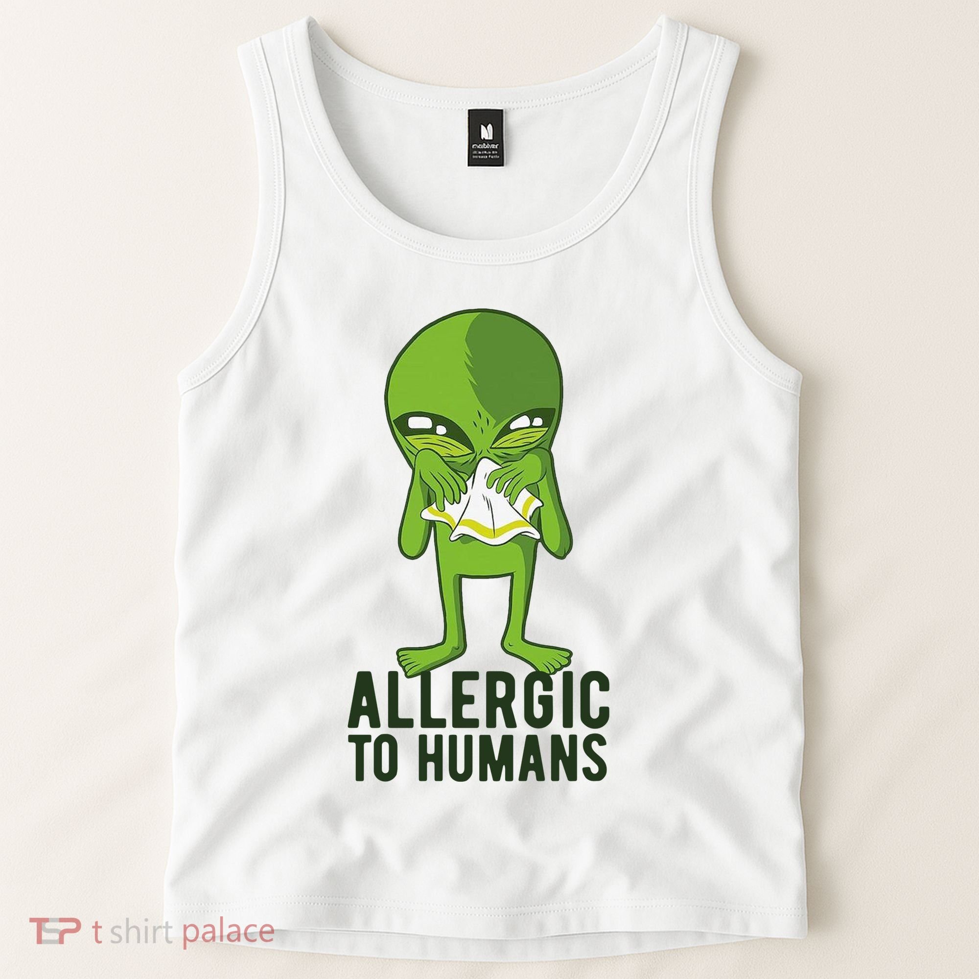 Allergic To Humans Funny Alien Tank Top