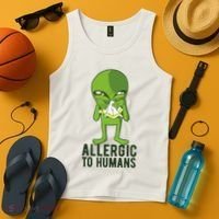 Allergic To Humans Funny Alien Tank Top thumb 4