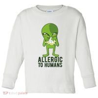 Allergic To Humans Funny Alien Toddler Long Sleeve Shirt thumb 0