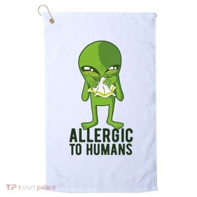 Allergic To Humans Funny Alien Golf Towel