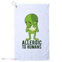 Allergic To Humans Funny Alien Golf Towel thumb 0