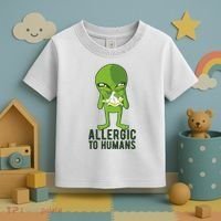 Allergic To Humans Funny Alien Toddler T-Shirt thumb 3