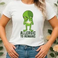 Allergic To Humans Funny Alien Women's T-Shirt thumb 2