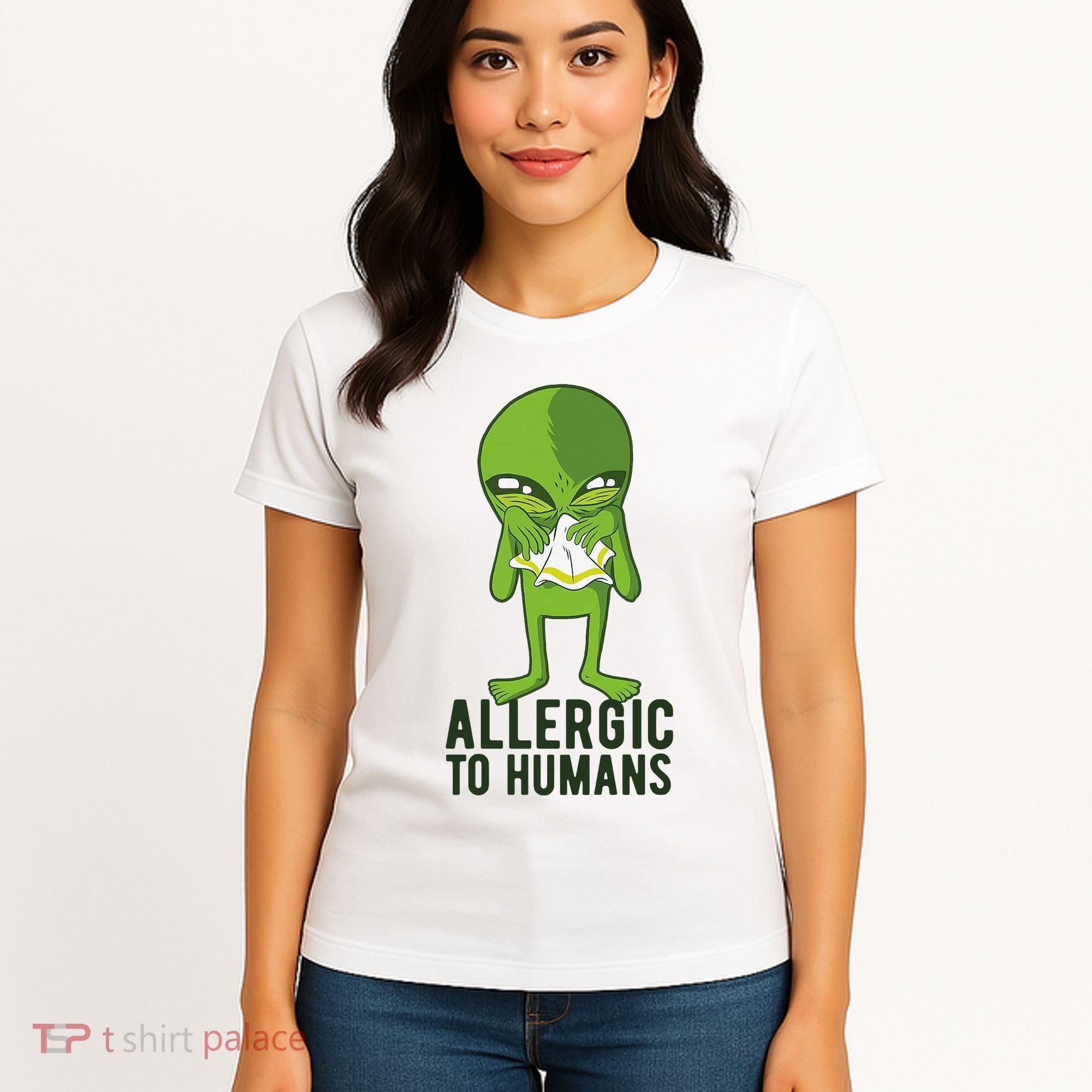 Allergic To Humans Funny Alien Women's T-Shirt