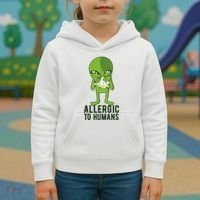 Allergic To Humans Funny Alien Kids Hoodie thumb 3
