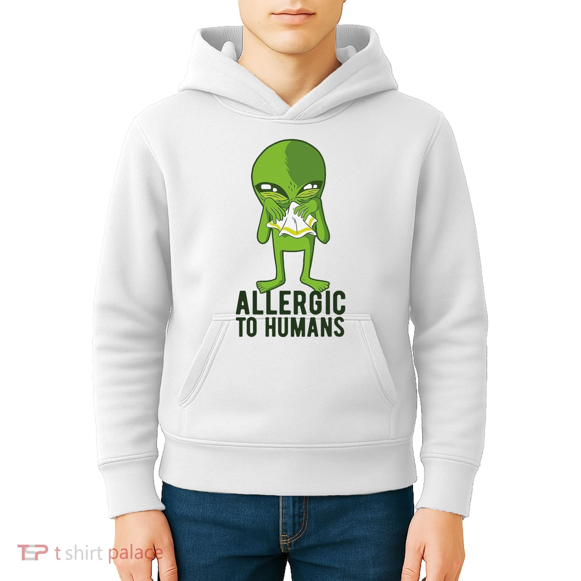 Allergic To Humans Funny Alien Kids Hoodie