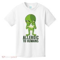 Allergic To Humans Funny Alien Kids T-Shirt thumb 0