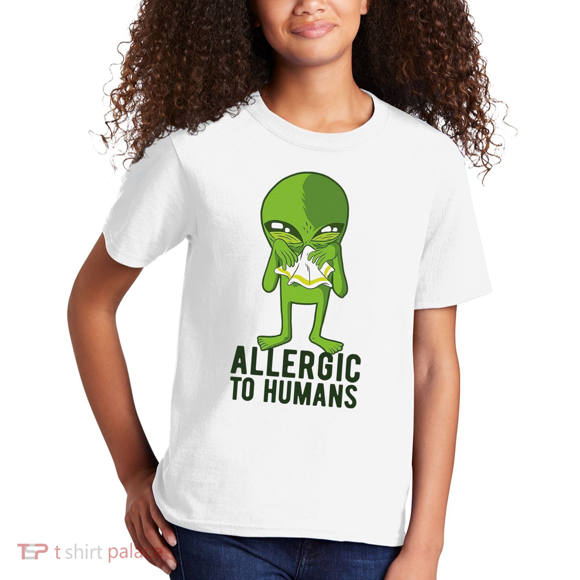 Allergic To Humans Funny Alien Kids T-Shirt