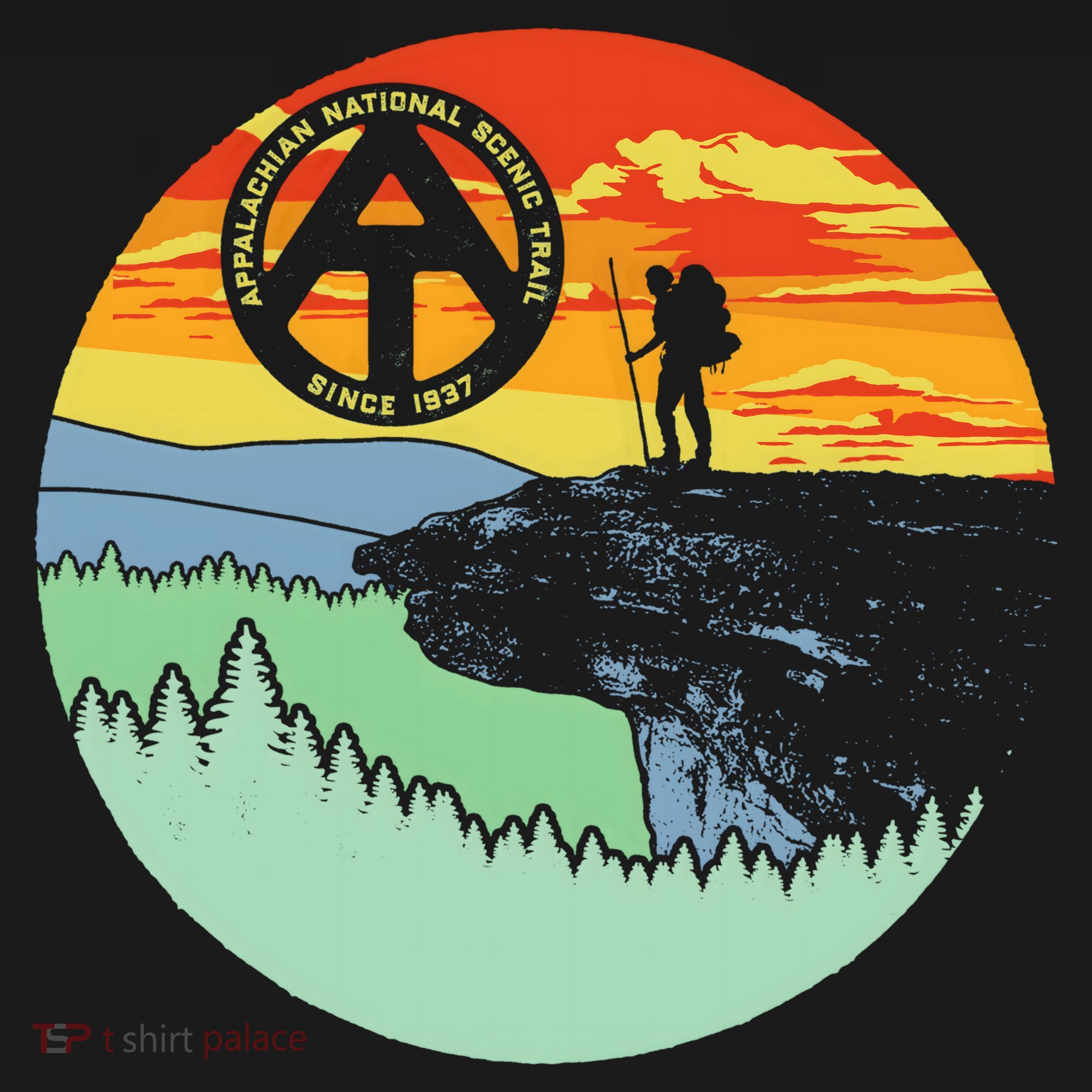 Appalachian Trail Hiker Gift Mcafee's Knob Retro Hiking Gift USA-Made Doggie Bandana