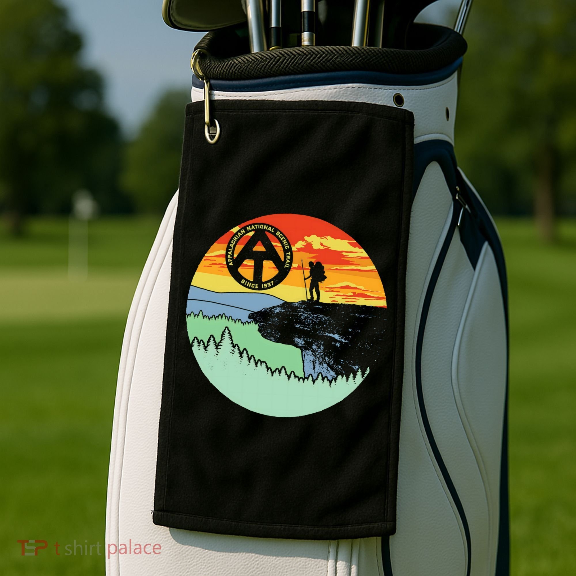Appalachian Trail Hiker Gift Mcafee's Knob Retro Hiking Gift Golf Towel