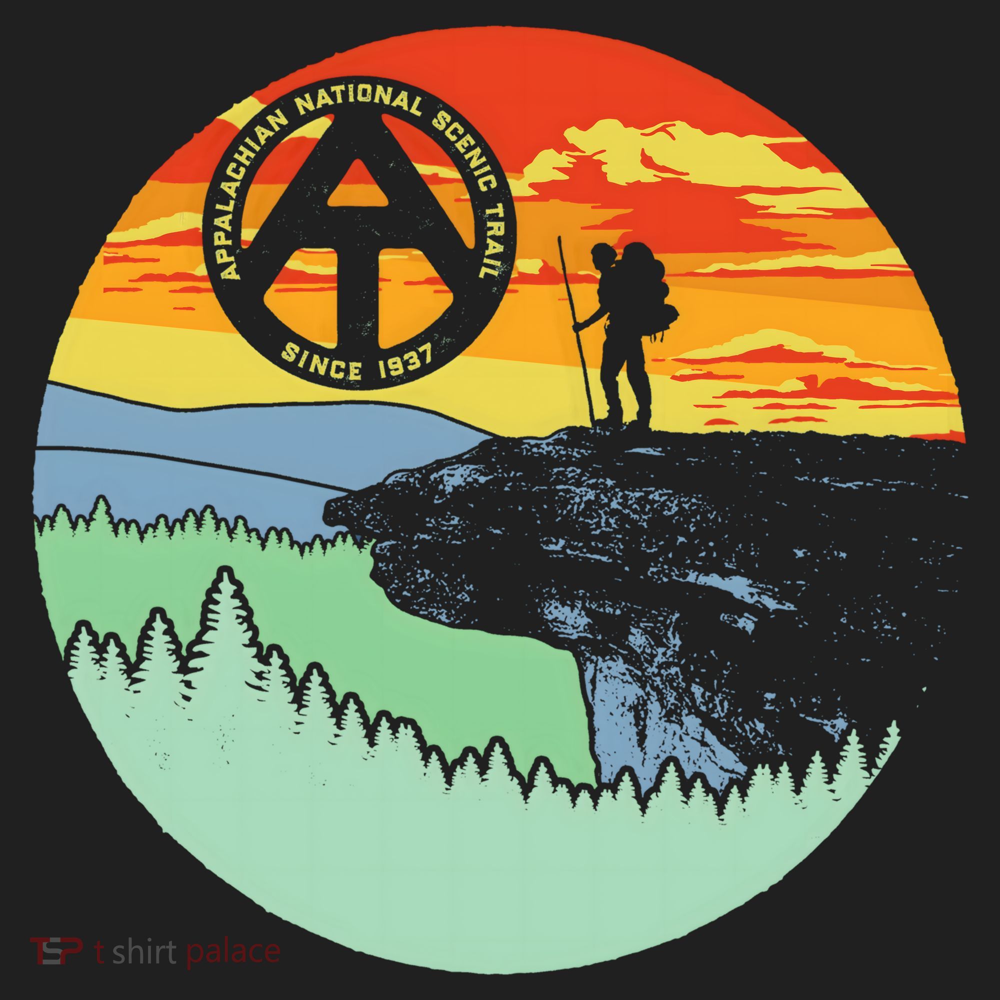 Appalachian Trail Hiker Gift Mcafee's Knob Retro Hiking Gift Golf Towel