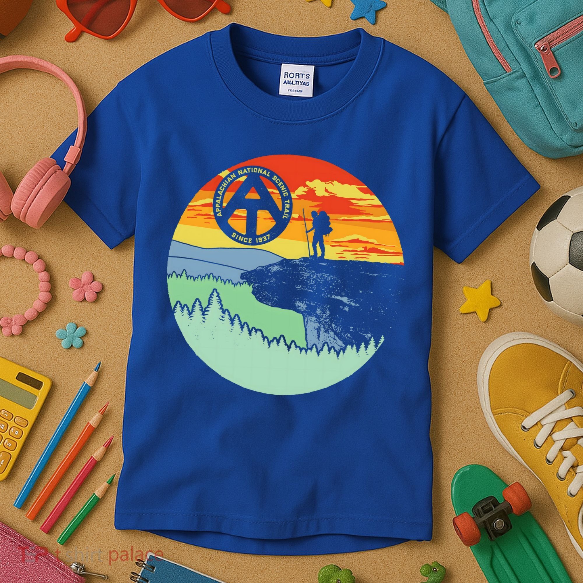 Appalachian Trail Hiker Gift Mcafee's Knob Retro Hiking Gift Kids T-Shirt