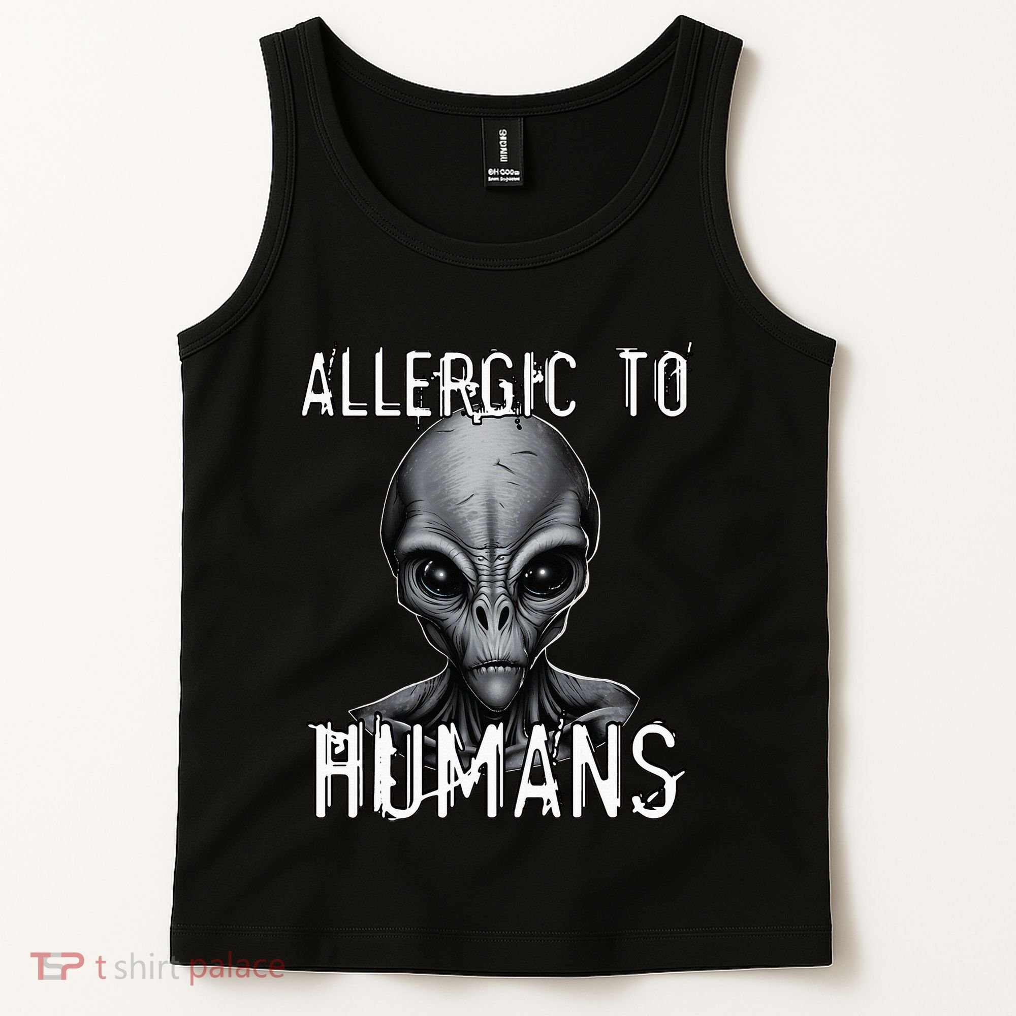 Allergic To Humans Funny Ufo Paranormal Tank Top